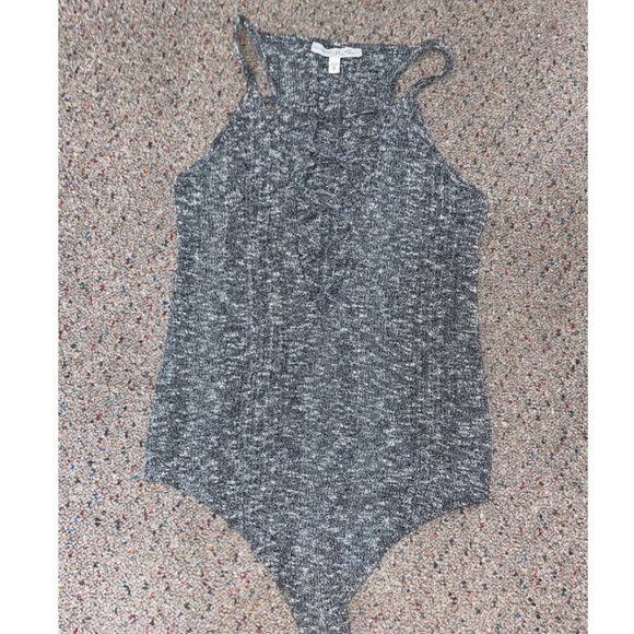 Express Medium gray lace-up bodysuit - Picture 2 of 3
